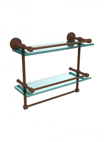 Dottingham Double Gallery Towel Bar With Glass Shelf Bronze/Clear 16inch