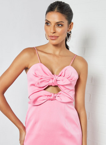 Cut Out Detail Strap Dress Rose
