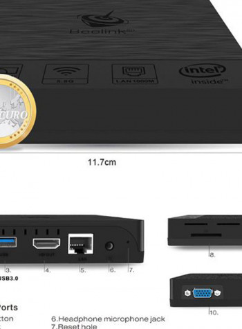 HD Graphics 4K Media Player Smart TV Set Top Box BT3 PRO WT2095 Black