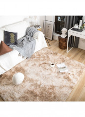 Fluffy Design Modern Style Mat Brown/White XXXL