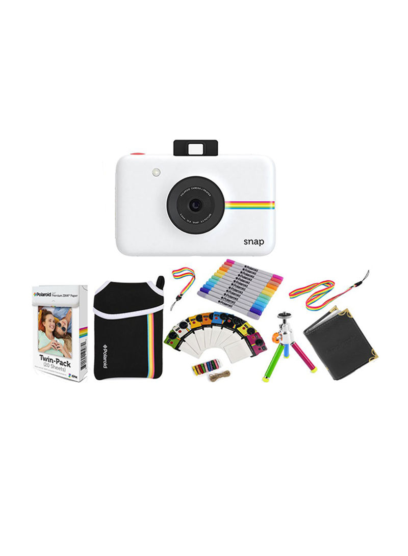 Snap Instant Print Camera White With Accessory Bundle