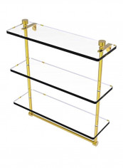 Foxtrot Collection Triple Tiered Integrated Towel Bar Glass Shelf Gold/Clear 16inch