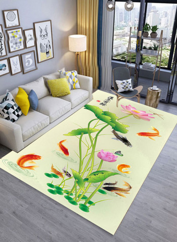 3D Lotus Flowers Pattern Rectangular Mat Multicolour 180x280centimeter