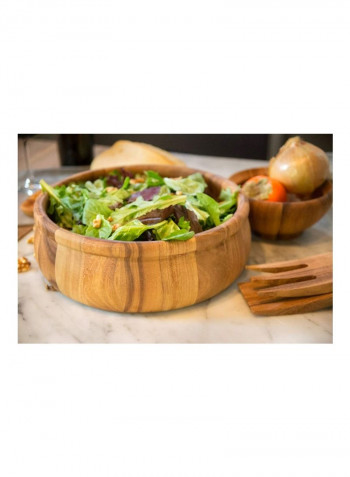 Large Bead Rim Salad Bowl Brown 12x12x4inch