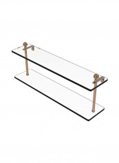 Mambo Collection Two Tiered Glass Shelf Clear/Gold 22inch