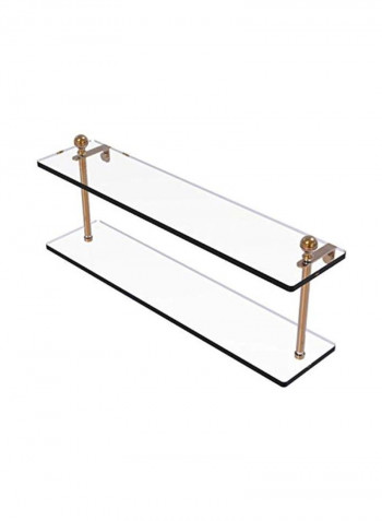 Mambo Collection Two Tiered Glass Shelf Clear/Gold 22inch