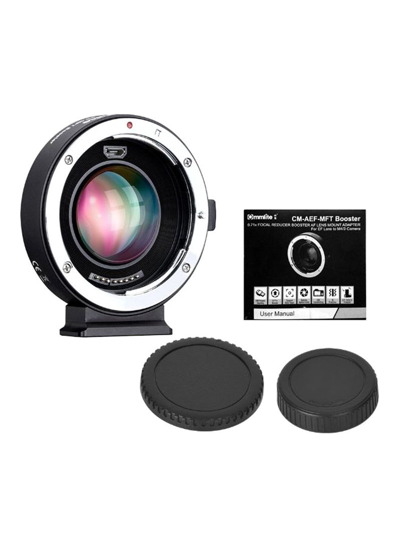 Cm-Aef-Mft Focal Reducer Booster Af Lens Mount Adapter Black/Silver