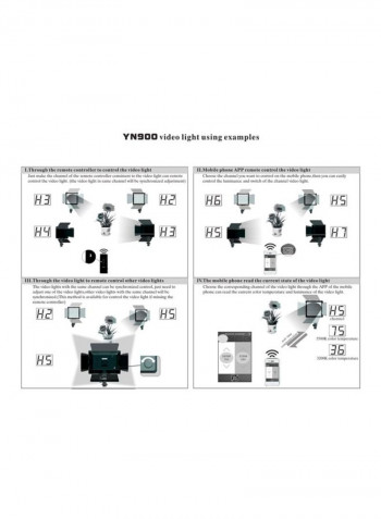 YN900 Wireless LED Photography Light Black