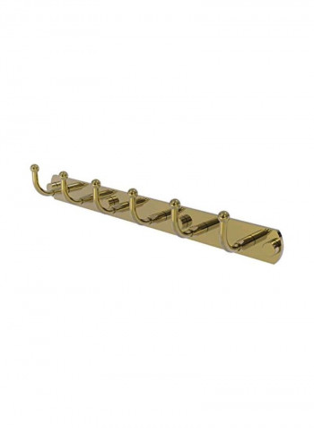 6-position Decorative Hook Golden 15.5x2.5x2.7inch