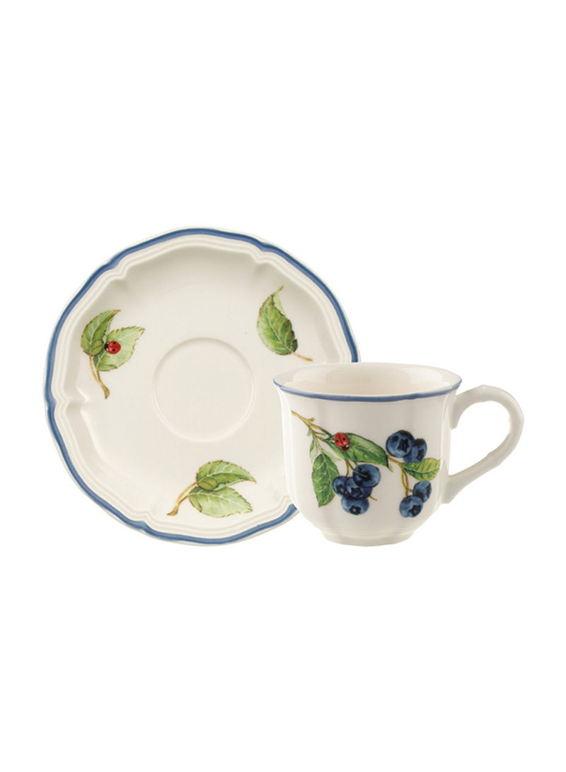 12-Piece Cottage Espresso Cup And Saucer Set White/Green/Blue