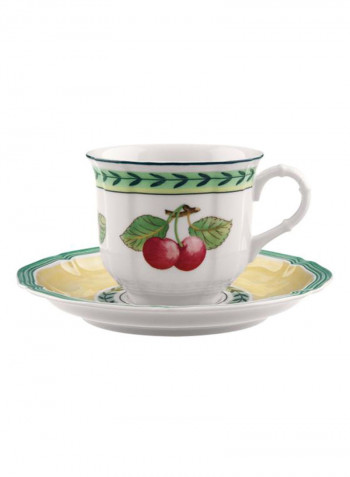 12-Piece French Garden Fleurence Coffee Cup And Saucer Set White/Yellow/Green