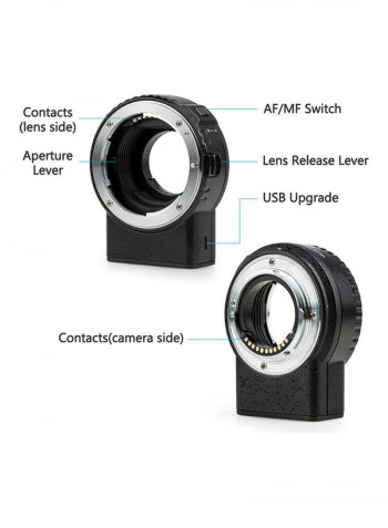 Nf-m1 Auto Focus Lens Mount Adapter Black/White