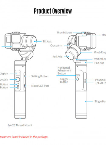 Feiyutech G6 3-Axis Splash-Proof Handheld Action Camera Gimbal Stabilizer Black