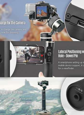 Feiyutech G6 3-Axis Splash-Proof Handheld Action Camera Gimbal Stabilizer Black