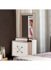 Portland 2-Drawer Dresser With Mirror And 1 Door White/Beige 84x83x45cm