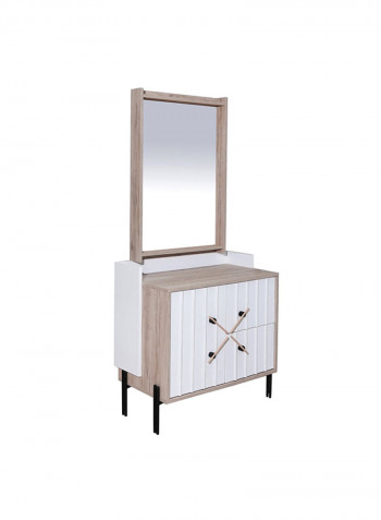 Portland 2-Drawer Dresser With Mirror And 1 Door White/Beige 84x83x45cm