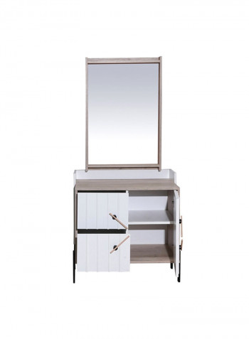 Portland 2-Drawer Dresser With Mirror And 1 Door White/Beige 84x83x45cm
