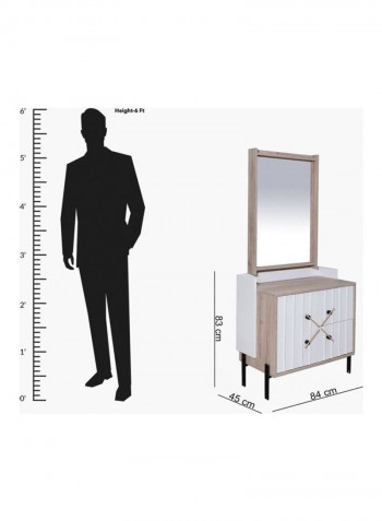 Portland 2-Drawer Dresser With Mirror And 1 Door White/Beige 84x83x45cm