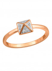 18 Karat Rose Gold 0.08 Carat Diamond Pyramid Ring