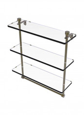 Foxtrot Collection Triple-Tiered Integrated Towel Bar Glass Shelf Clear/Silver 16inch
