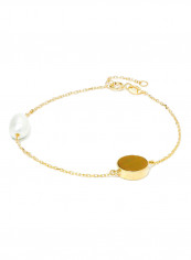 18 Karat Gold Tiger Eye And Pearl Two Stone Bracelet