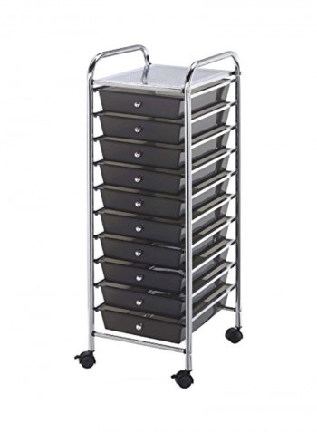10-Piece Storage Drawer Cart Smoke 37.8x13.2x15.4inch