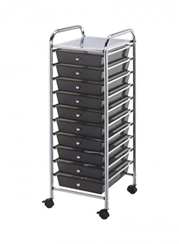 10-Piece Storage Drawer Cart Smoke 37.8x13.2x15.4inch