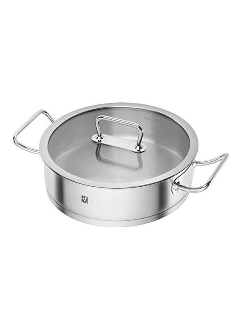 Rice Cooking Pan With Lid Silver 28cm