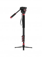 4-Section Telescopic Camera Monopod With Hydraulic Head Black