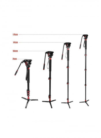 4-Section Telescopic Camera Monopod With Hydraulic Head Black