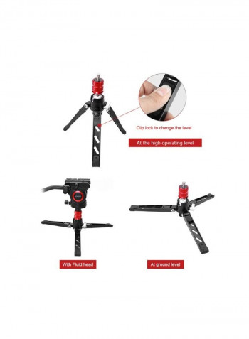4-Section Telescopic Camera Monopod With Hydraulic Head Black