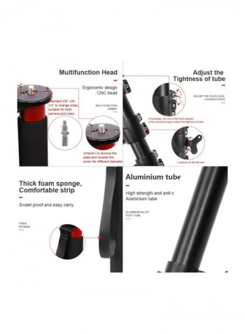4-Section Telescopic Camera Monopod With Hydraulic Head Black