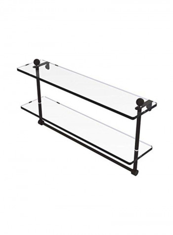 Double Shelf With Towel Bar Black/Clear 22inch