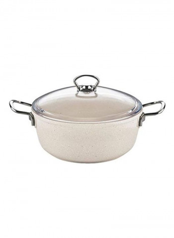 Granite Deep Pot With Lid Beige 20cm