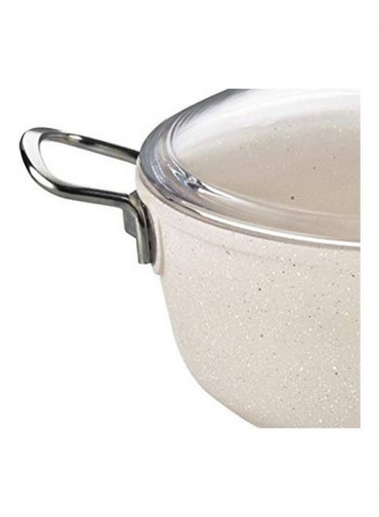 Granite Deep Pot With Lid Beige 20cm