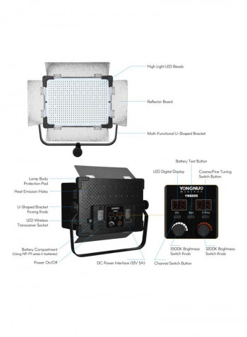 600-LED Video Professional Studio Photography Light Black/Silver