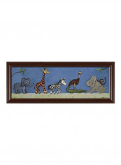 Safari Parade Wall Art Blue/Green/Brown 40x16inch