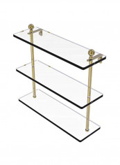3-Tier Glass Shelf Clear/Gold 16inch