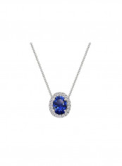925 Sterling Silver Sapphire Studded Pendant Necklace