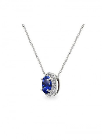 925 Sterling Silver Sapphire Studded Pendant Necklace