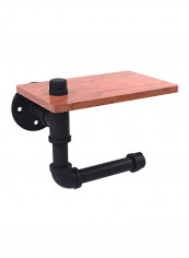 Pipeline Collection Wooden Shelf With Toilet Paper Holder Brown/Black reviews Pipeline Collection Wooden Shelf With Toilet Paper Holder Brown/Black