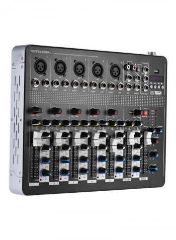 7-Channel Mic Line Audio Mixer Console with 3-Band EQ 48V Phantom Power USB Interface