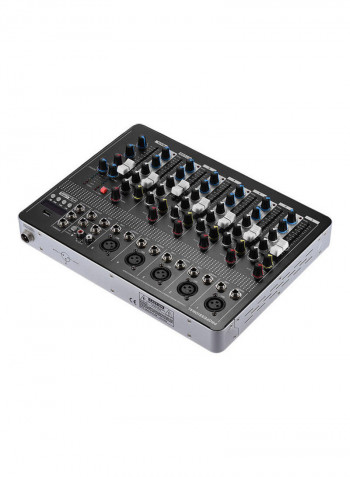 7-Channel Mic Line Audio Mixer Console with 3-Band EQ 48V Phantom Power USB Interface