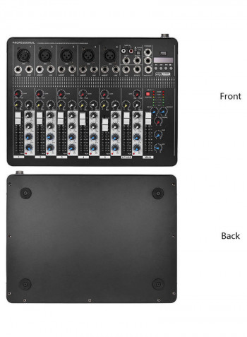 7-Channel Mic Line Audio Mixer Console with 3-Band EQ 48V Phantom Power USB Interface