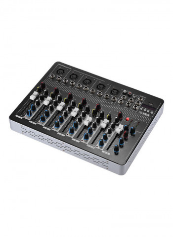 7-Channel Mic Line Audio Mixer Console with 3-Band EQ 48V Phantom Power USB Interface