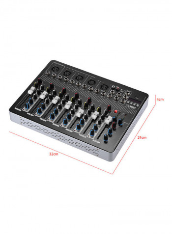 7-Channel Mic Line Audio Mixer Console with 3-Band EQ 48V Phantom Power USB Interface
