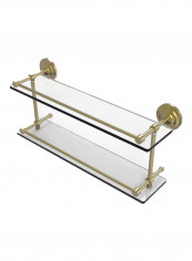 Que New Collection Double Gallery Rail Glass Shelf Gold/Clear 22inch