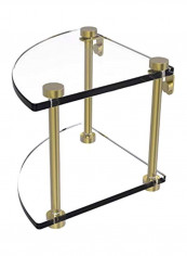 Two Tier Corner Glass Shelf Clear/Gold
