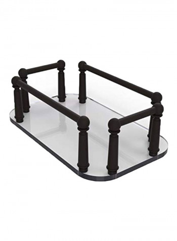 Vanity Top Glass Tray Guest Towel Holder Clear/Black