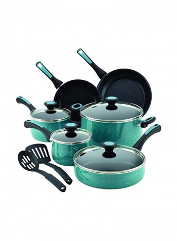12-Piece Nonstick Cookware Set Gulf Blue Speckle